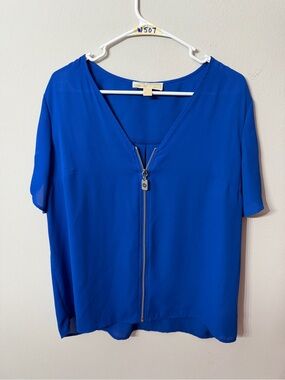 Women’s Michael Michael Kors Large Royal Blue Zip Front Blouse